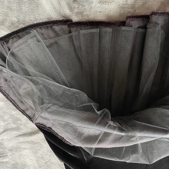 Vintage Roberta Dress 7/8 Burgundy Scallop Off Shoulder Whimsigoth Velvet 80s - Picture 9 of 9